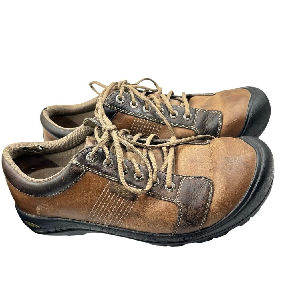 KEEN Austin mens outdoor hiking loafer shoes sz14 chocolate brown leather oxford